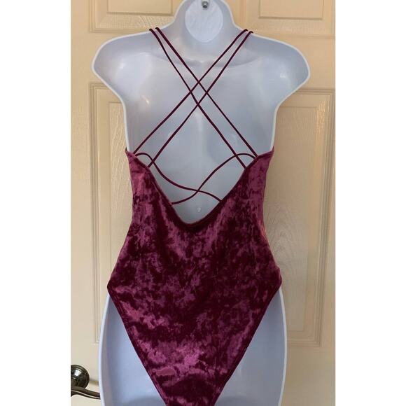 H&M Divided Pink/Purple Velvet Body Suit - Picture 2 of 5